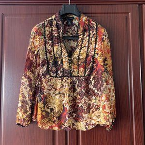 Lane Bryant Dark Floral Silk Blouse 14/16